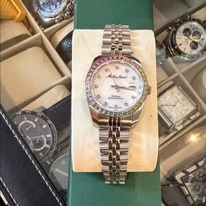 Silver Women's Watch with Crystal Accents